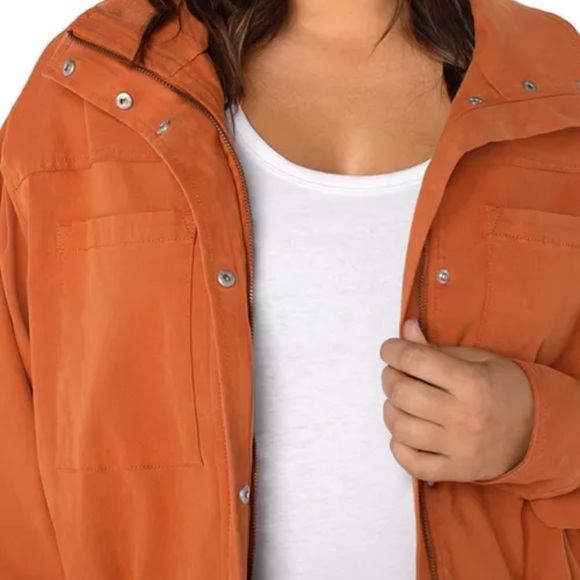 Liverpool Los Angeles Orange Zipper Drawstring Cinch Canvas Jacket - Picture 4 of 13